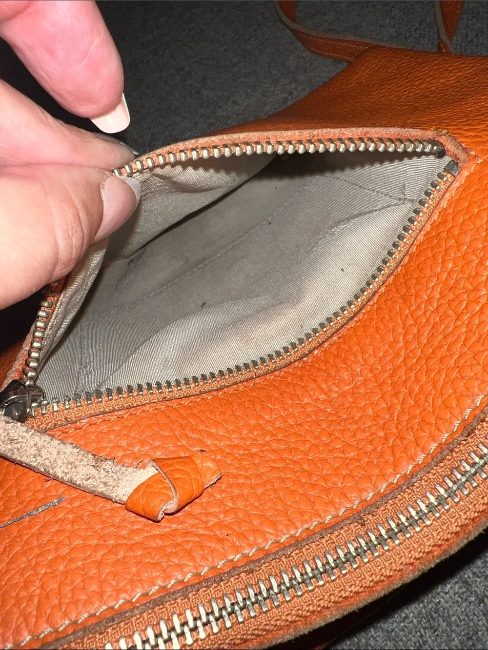 Roots Orange Pebbled Leather Crossbody Bag